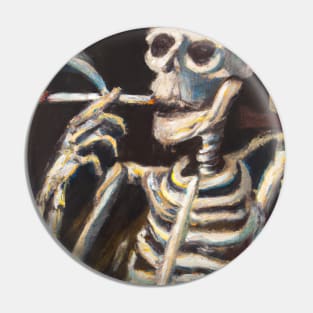 Skeleton Smoking a Cigarette Pin