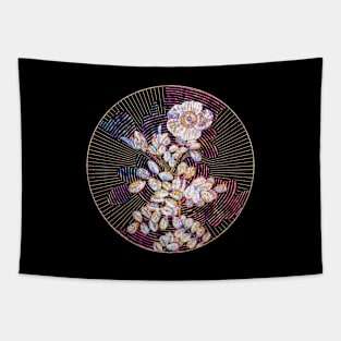 Blooming Macartney Rose Floral Rainbow Mosaic Tapestry