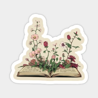 flowers growing from book Magnet