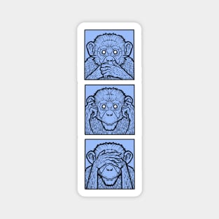 three wise monkeys in blue Magnet