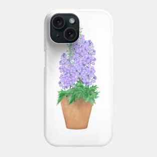 Violet delphiniums in a pot Phone Case