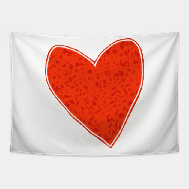 Red Textured Heart Tapestry by ellenhenryart