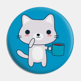 Cute Coffee Cat T-Shirt Pin