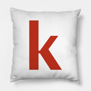 Letter k in Red Text Minimal Typography Pillow