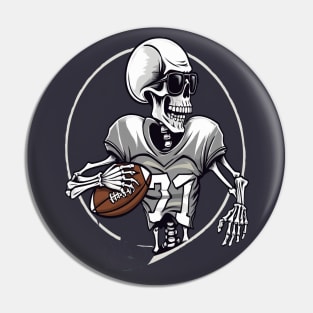 Halloween Skeleton Playing Football Pin