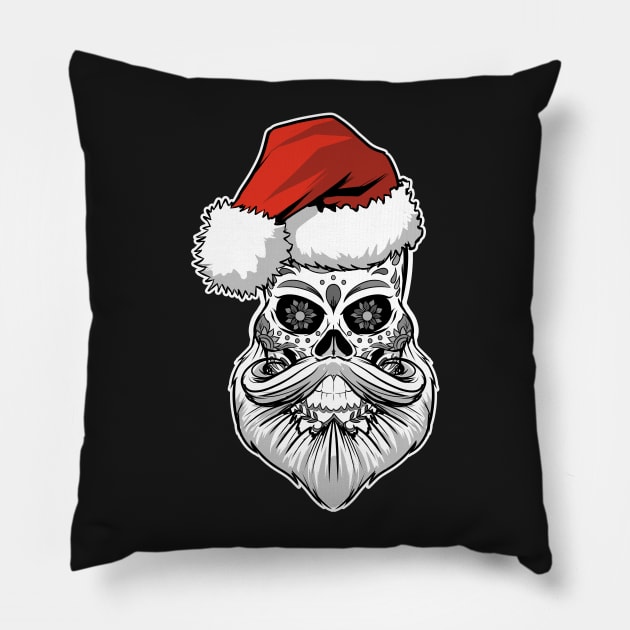 Sugar Skull Santa Christmas Shirt Pillow by Styleuniversal