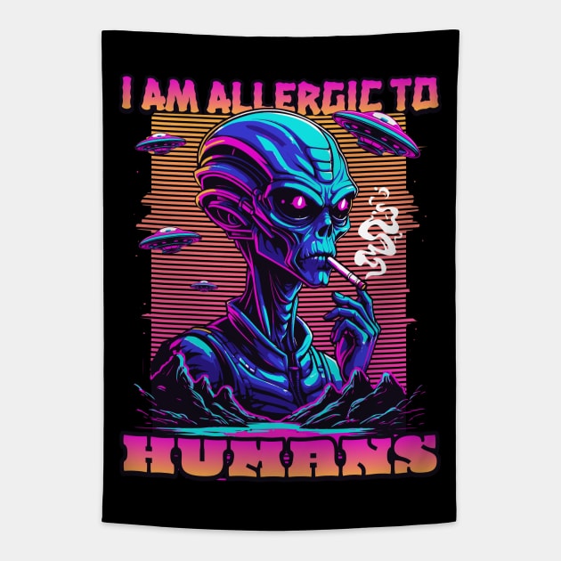 I AM ALLERGIC TO HUMANS Tapestry by Twisted Teeze 