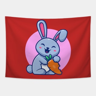 Cute Rabbit With Carrot Cartoon (2) Tapestry