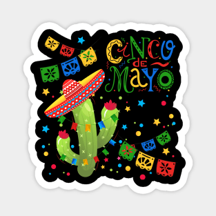 Cinco De Mayo Fun colorful celebration fifth may Mexican style cactus in Sombrero Magnet