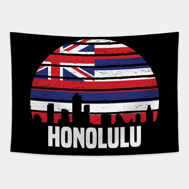 Honolulu Hawaii HI Group City Silhouette Flag Gift Tapestry by jkshirts