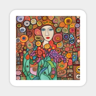Woman with flowers Magnet
