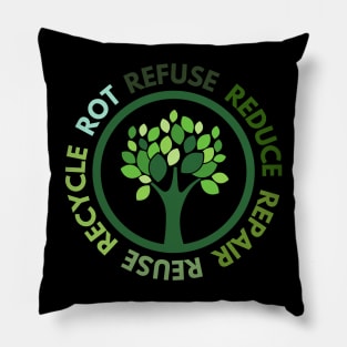 Refuse Reduce Repair Reuse Recycle Rot - Green Tree Pillow