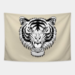 Angry tiger head illustration Tapestry