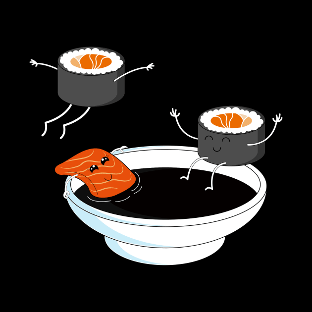 Sushi bath in soya sauce by vpdesigns