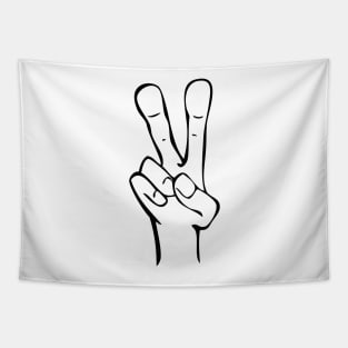 Cartoon Hand Peace Symbol Tapestry