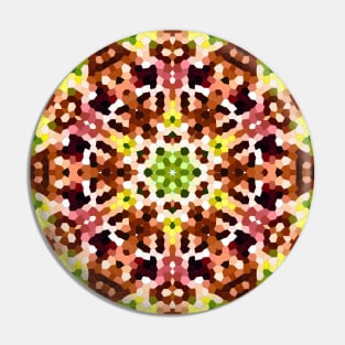 Geometric Mandala in Yellow, Brown and Green Pin