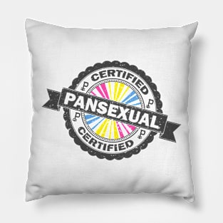 Certified Pansexual Pride Seal of Approval with Pride Flag Background Pillow