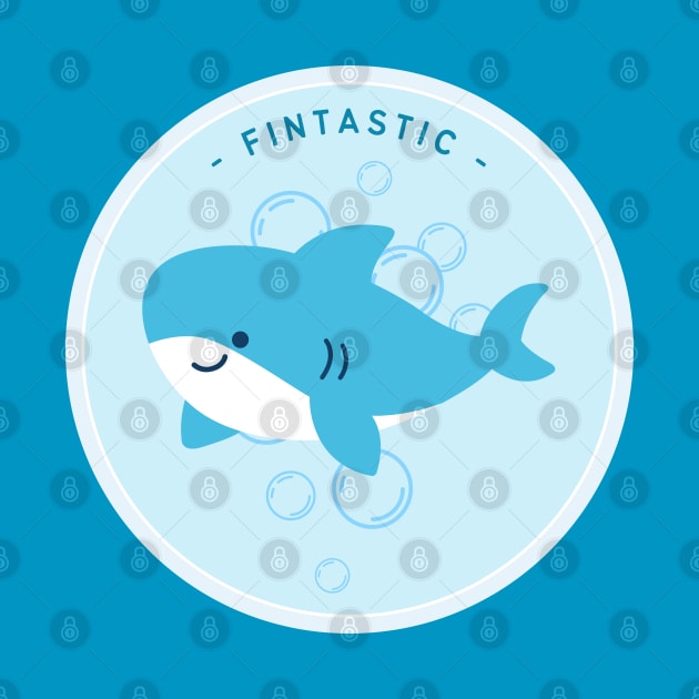 'Fintastic' Funny and Cute Shark Fish Pun Design by sticksnshiz