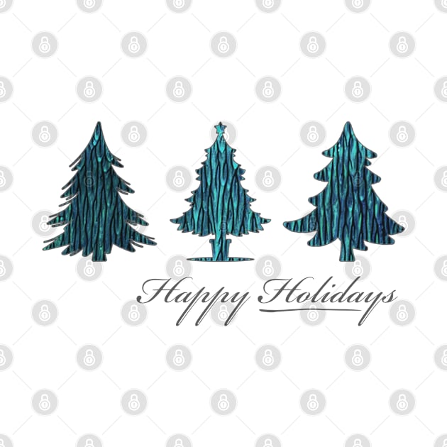 Happy Holidays! Teal Textured Christmas Trees by F-for-Fab