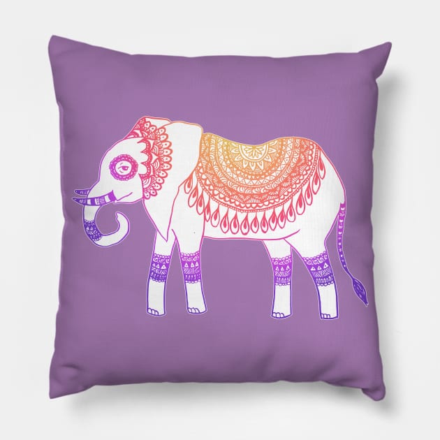 Boho Elephant Purple Pillow by julieerindesigns