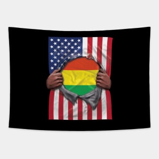 Bolivia Flag American Flag Ripped - Gift for Bolivian From Bolivia Tapestry