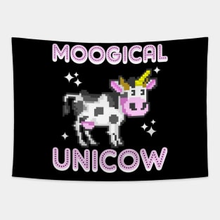 8-Bit Moogical Unicow Cute Magical Unicorn Cow Tapestry