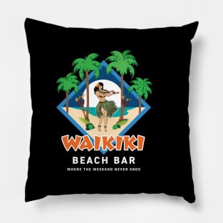 Waikiki Beach Bar with Hula Girl Pillow