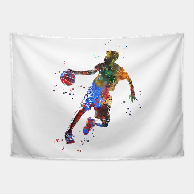 Basketball Player Boy with Ball Tapestry by RosaliArt