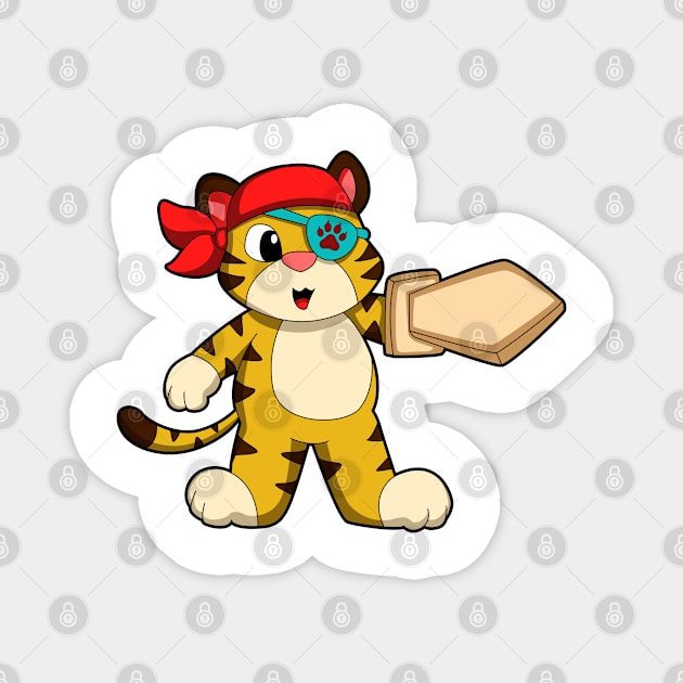 Tiger as Pirate with Eye patch & Sword Magnet by Markus Schnabel