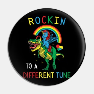 Rocking to a Different Tune Unicorn Dinosaur Pin