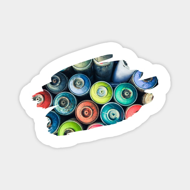 Graffiti Splash Spray Cans Art Print Magnet by Auto-Prints