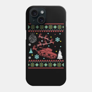 Military Tank Sleigh Reindeer Ugly Christmas Sweater Phone Case