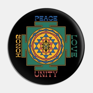 Peace Love Unity Honor Yantra Pin