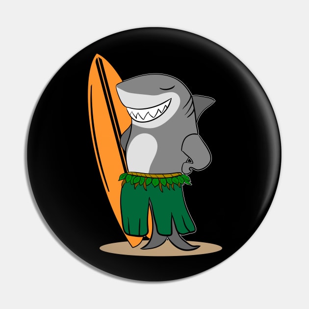 Surfing Shark Pin by Dominic Becker