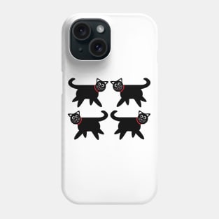 4 Black Cats in Red Collars Phone Case