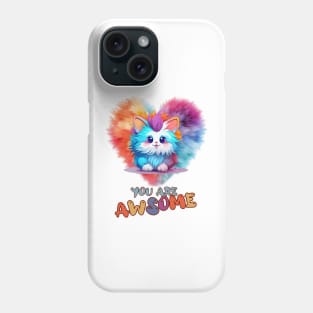 Fluffy: "You are awsome" collorful, cute, furry animals Phone Case