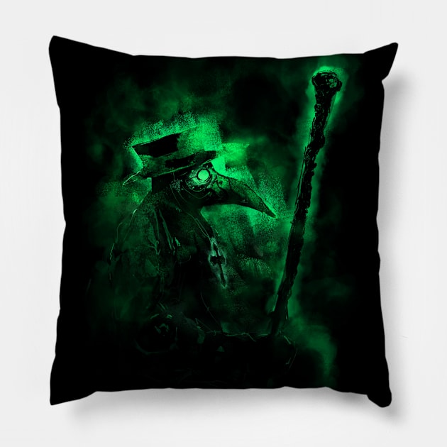 Steampunk Plague Doctor - Halloween Black Death Costume Pillow by Area31Studios