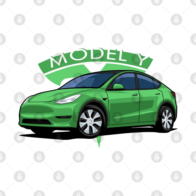 Model Y electric car green by creative.z