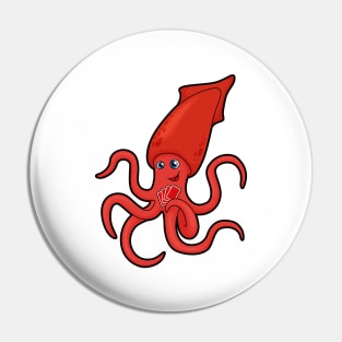 Squid at Poker with Poker cards Pin