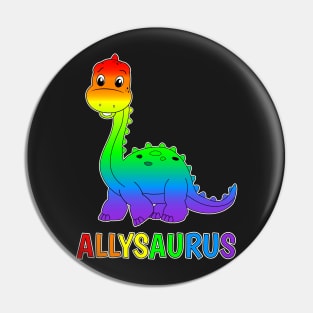 Diplodocus Dinosaur Is An LGBTQ Allysaurus - Gay Pride Ally Pin
