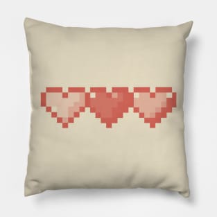 Beige Hearts in a Row Pixel Art Pillow