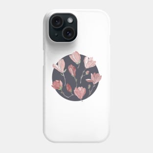 Magnolia flowers on grey Phone Case