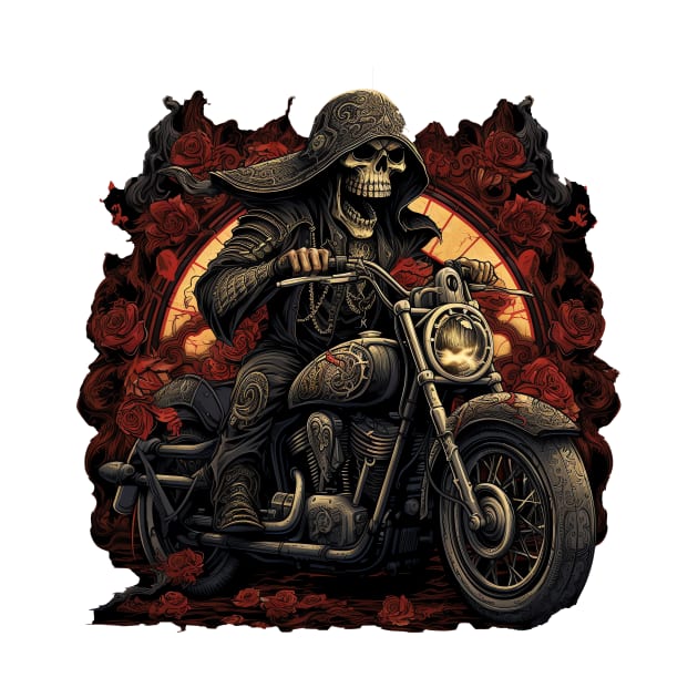 Skull Biker Retro Motorcycle by Nenok