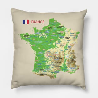 Geographic map of France Pillow