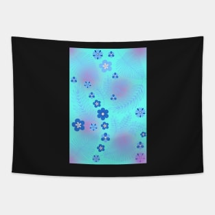 Light Blue leaves and flowers pattern Tapestry