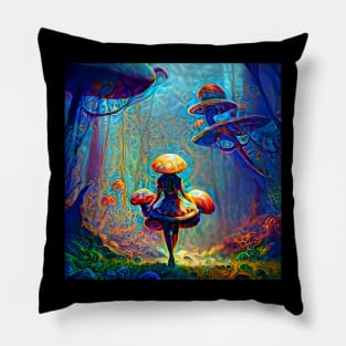 Alice in Mushroomland Pillow