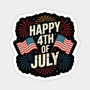 Happy 4th Of July Patriotic American US Flag 4th Of July Magnet