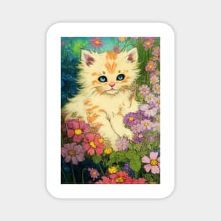 Kitten between flowers Magnet