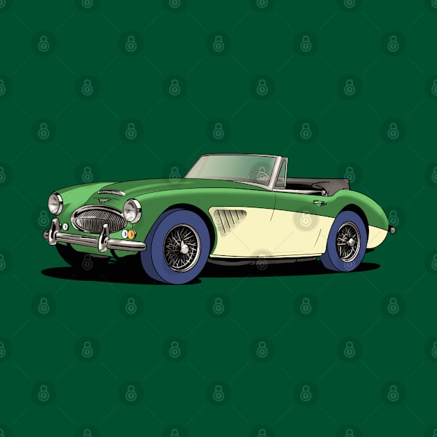 Two tone Austin-Healey 3000 in green and cream by Webazoot