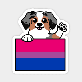 Love is Love Puppy - Blue Merle - Bi Pride Flag Magnet